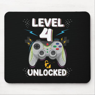 Level 4 Unlocked Video Game 4th Birthday Gamer Gif Mouse Mat