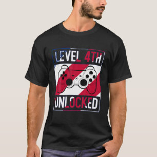 Level 4Th Unlocked Funny Fourth Of July Gamer Vide T-Shirt