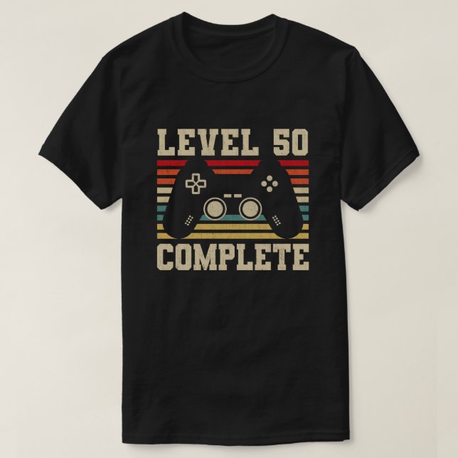 Level 50 Complete 50th Birthday Video Gamer T-Shirt (Design Front)