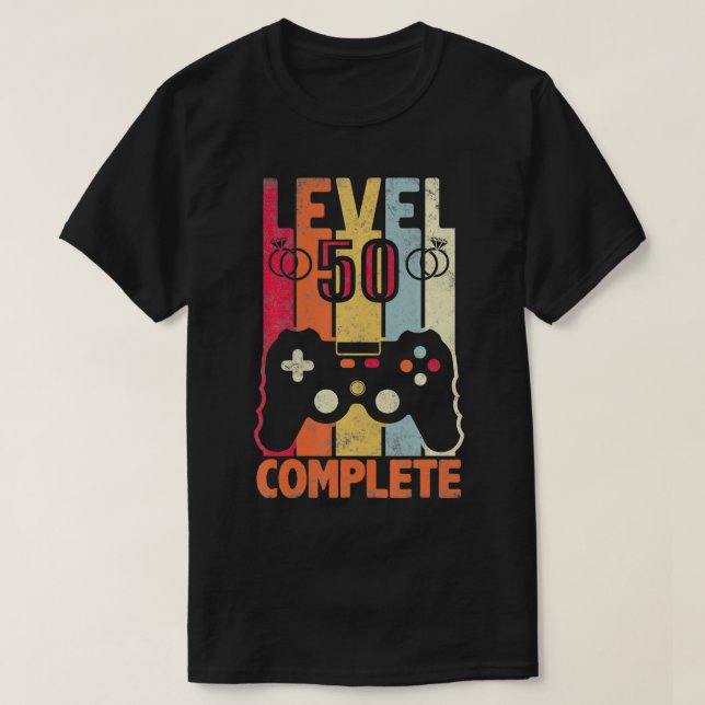 Level 50 Complete Video Gamer 50th Wedding Anniver T-Shirt (Design Front)