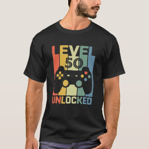 Level 50 Unlocked 50 Years Old Video Gamer 50th T-Shirt