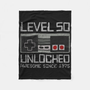 Level 50 Unlocked 50th Birthday 50 Year Old Video  Fleece Blanket