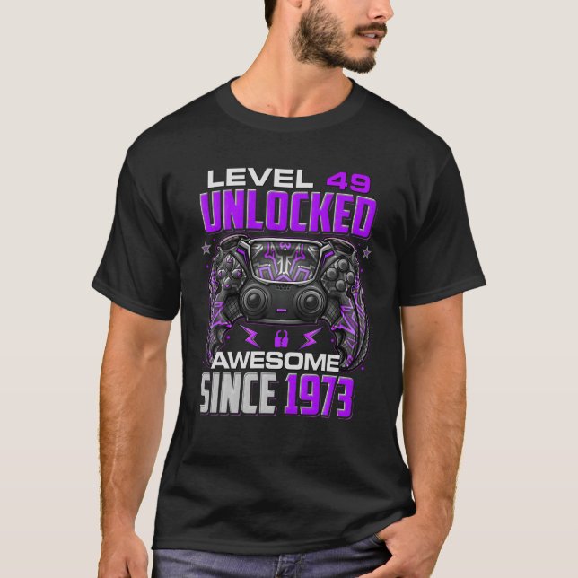 Level 50 Unlocked Awesome Since 1972 50Th Birthday T-Shirt (Front)