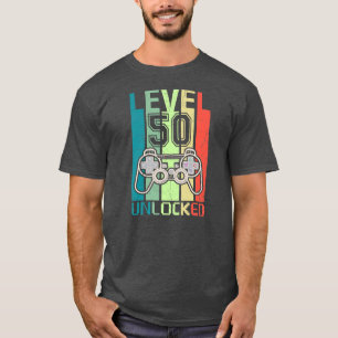 Level 50 Unlocked Video Gamer 50th Birthday Gifts T-Shirt