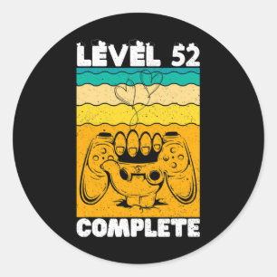 Level 52 Complete Gamer - Vintage 52nd Wedding Ann Classic Round Sticker