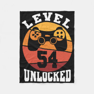 Level 54 Unlocked 54 Years Old Retro 80s 54th Birt Fleece Blanket