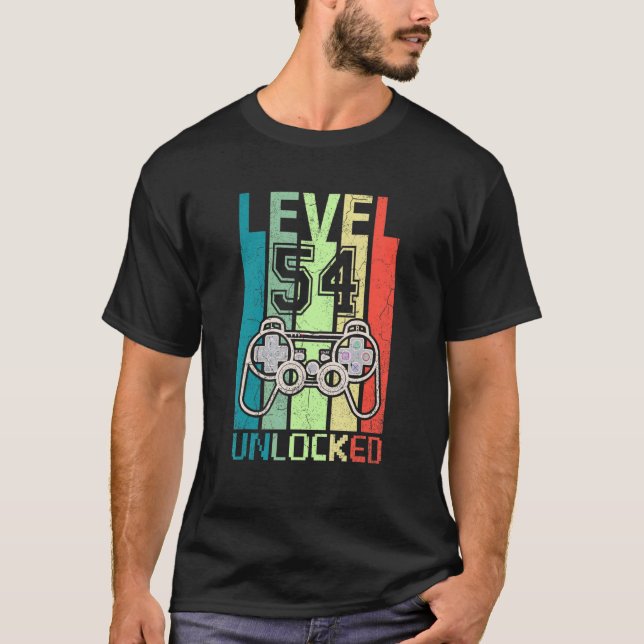 Level 54 Unlocked  Video Gamer 54th Birthday  Tee (Front)