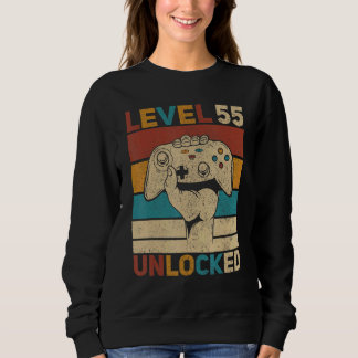 Level 55 Unlocked 55th Birthday 55 Years Old Gamer Sweatshirt