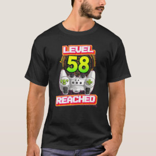 Level 58 Reached Gamer 58th Birthday Video Gaming  T-Shirt