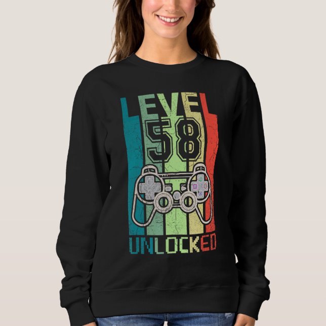 Level 58 Unlocked  Video Gamer 58th Birthday  Tee (Front)