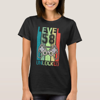 Level 58 Unlocked Video Gamer 58th Birthday Tee