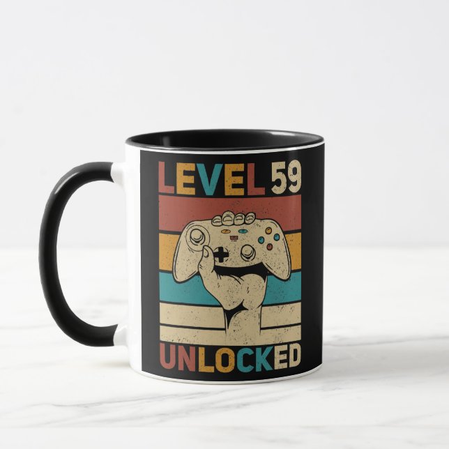 Level 59 Unlocked 59th Birthday 59 Years Old Mug (Left)