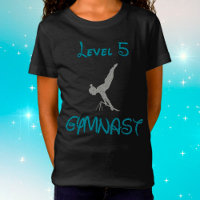 Level 5 Gymnast Fancy Font Glitter T-Shirt
