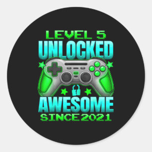 Level 5 Unlocked 5 Year Old For Boys 5th Birthday Classic Round Sticker