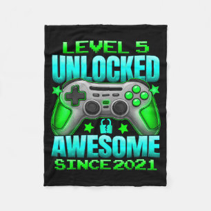 Level 5 Unlocked 5 Year Old For Boys 5th Birthday Fleece Blanket