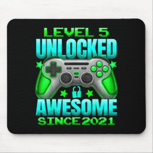 Level 5 Unlocked 5 Year Old For Boys 5th Birthday Mouse Mat
