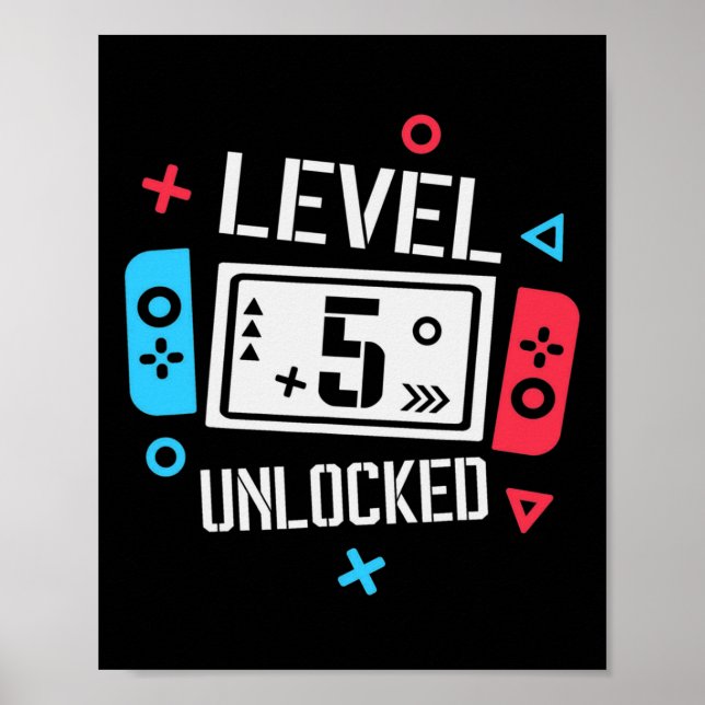 Level 5 Unlocked 5th Birthday Boy Funny Gamer Todd Poster (Front)