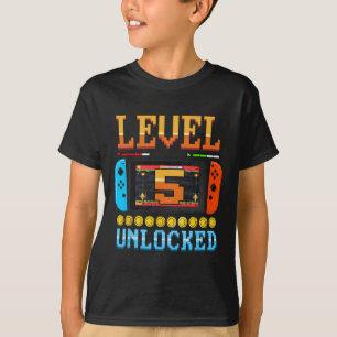 Level 5 Unlocked 5th Birthday Shirt Video Game 5 Y