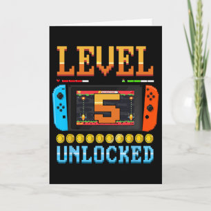 Level 5 Unlocked 5th Birthday Shirt Video Game 5 Y Card
