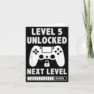 Level 5 unlocked 5th birthday video game retro card