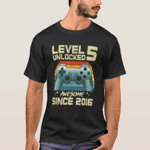 Level 5 Unlocked Awesome 2016 Video Game 5Th Birth T-Shirt