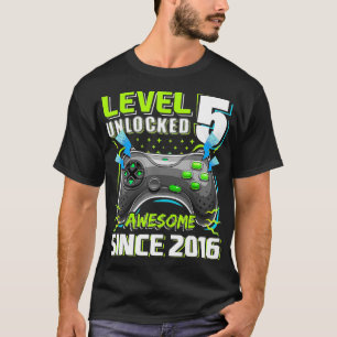 Level 5 Unlocked Awesome 2016 Video Game 5th Birth T-Shirt