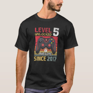 Level 5 Unlocked Awesome 2017 Video Game 5th Birth T-Shirt