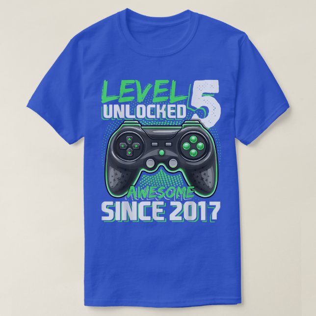 Level 5 Unlocked Awesome 2017 Video Game 5th Birth T-Shirt (Design Front)