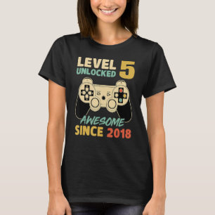 Level 5 Unlocked Awesome 2018 Video Game 5th Birth T-Shirt
