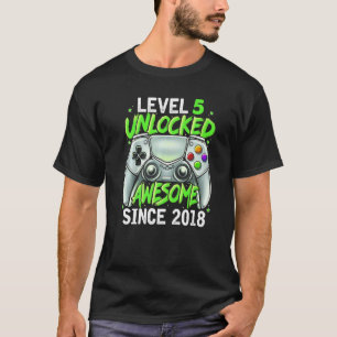 Level 5 Unlocked Awesome 2018 Video Game 5th Birth T-Shirt