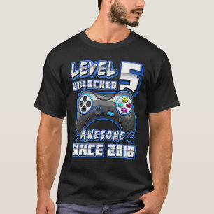 Level 5 Unlocked Awesome 2018 Video Game 5th Birth T-Shirt