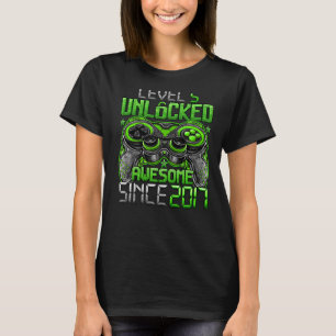Level 5 Unlocked Awesome Since 2017 5th Birthday T-Shirt