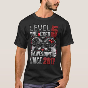 Level 5 Unlocked Awesome Since 2017 5th Birthday T-Shirt