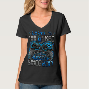 Level 5 Unlocked Awesome Since 2017 5th Birthday   T-Shirt