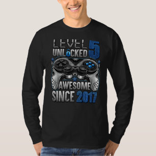 Level 5 Unlocked Awesome Since 2017 5th Birthday T-Shirt
