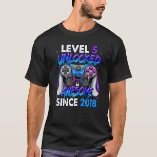 Level 5 Unlocked Awesome Since 2018 5th Birthday G T-Shirt