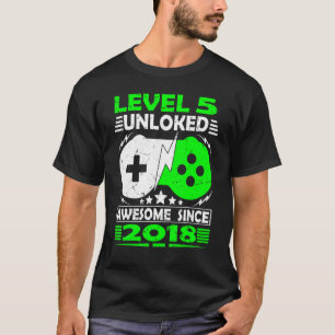 Level 5 Unlocked Awesome Since 2018 5th Birthday G T-Shirt