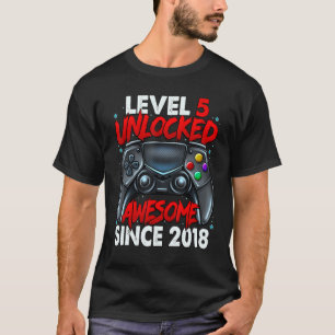 Level 5 Unlocked Awesome Since 2018 5th Birthday G T-Shirt