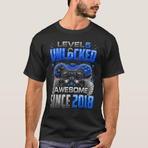 Level 5 Unlocked Awesome Since 2018 5th Birthday G T-Shirt