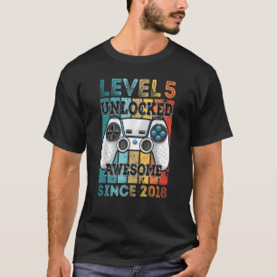 Level 5 Unlocked Awesome Since 2018 5th Birthday G T-Shirt