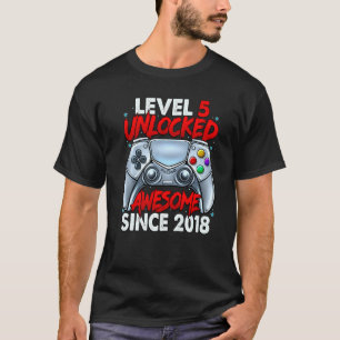 Level 5 Unlocked Awesome Since 2018 5th Birthday G T-Shirt