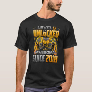 Level 5 Unlocked Awesome Since 2018 5th Birthday G T-Shirt