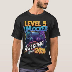 Level 5 Unlocked Awesome Since 2020 5th Birthday G T-Shirt
