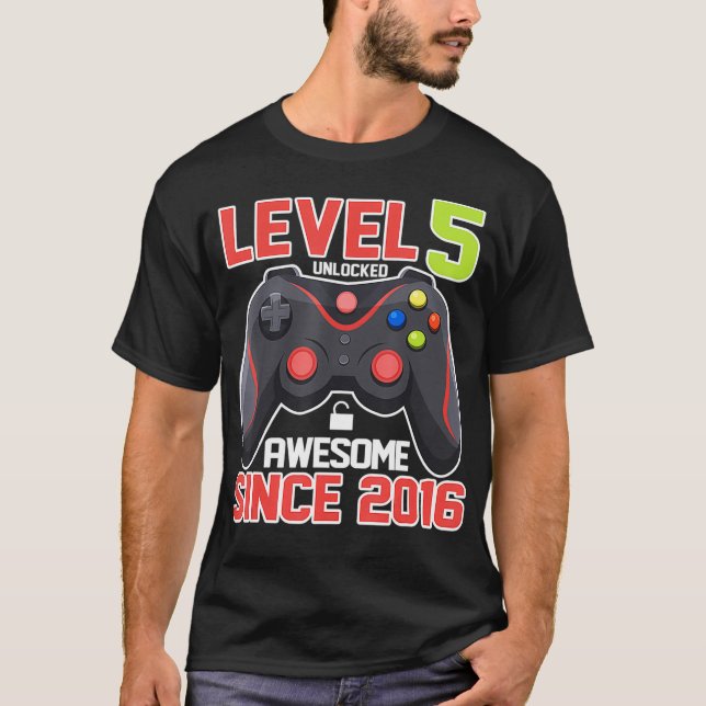 Level 5 Unlocked Birthday Video Games Awesome Sinc T-Shirt (Front)