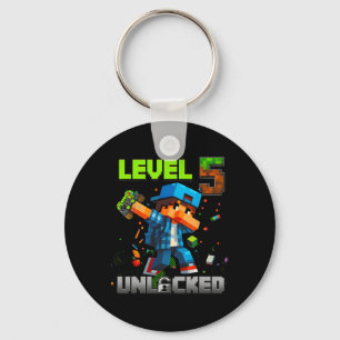 Level 5 Unlocked Funy Birthday Boy Pixel Gamer 5th Key Ring