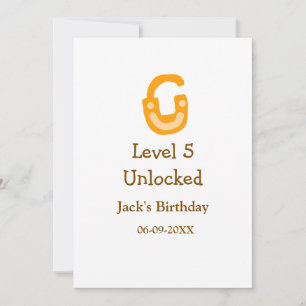 Level 5 unlocked lock orange brown happy birthday invitation