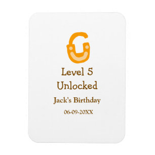 Level 5 unlocked lock orange brown happy birthday magnet