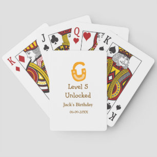 Level 5 unlocked lock orange brown happy birthday playing cards