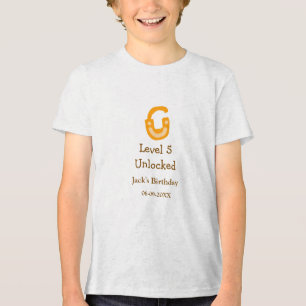Level 5 unlocked lock orange brown happy birthday  Tri-Blend shirt