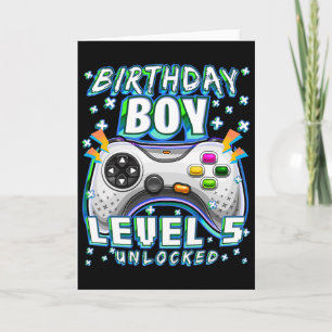 Level 5 Unlocked Video Game 5th Birthday Gamer Boy Card